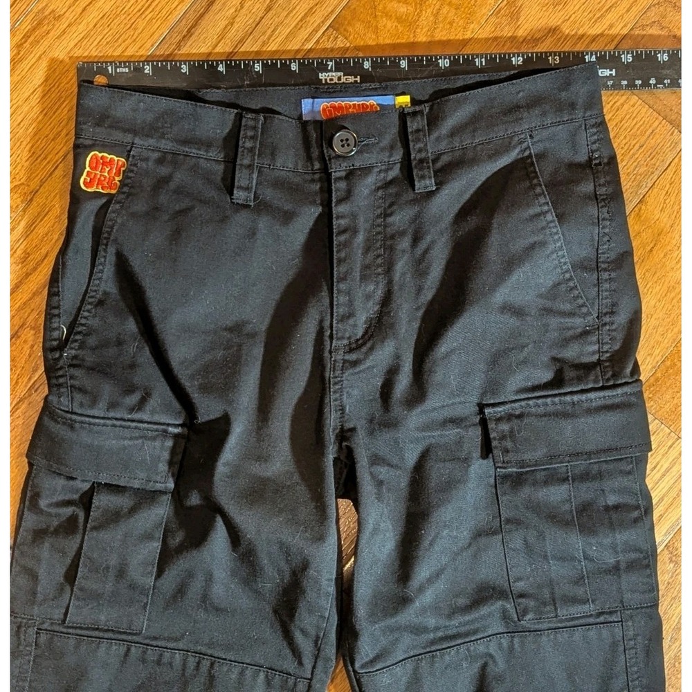 Y2K Skater Utility Cargo Pants Empyre Black Baggy Skate Jeans 25 Wide Leg Street